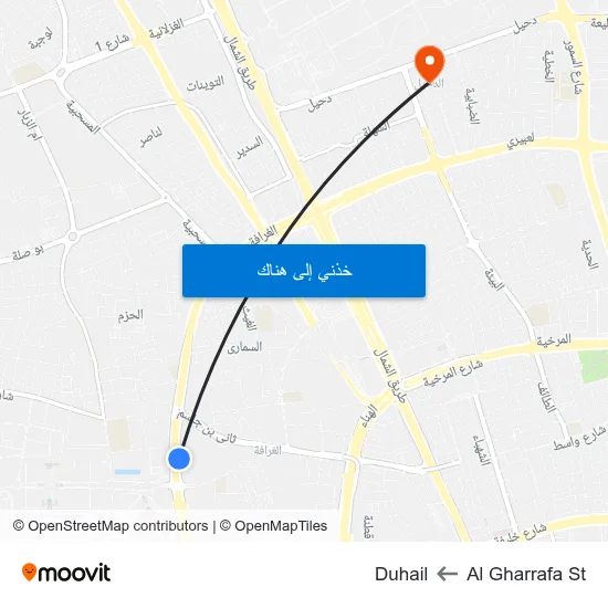 Al Gharrafa St to Duhail map