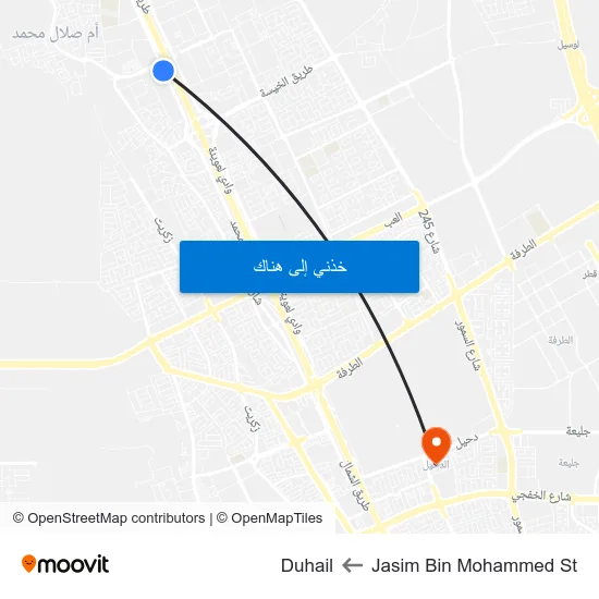 Jasim Bin Mohammed St to Duhail map