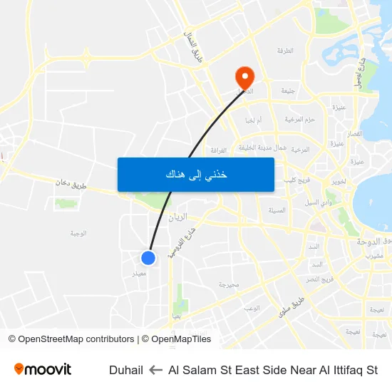 Al Salam St East Side Near Al Ittifaq St to Duhail map