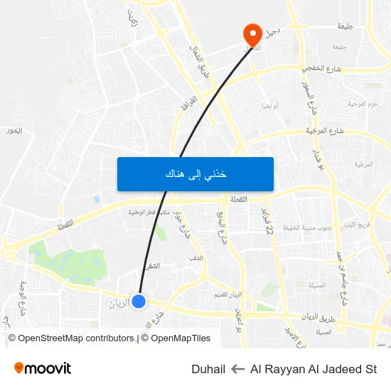 Al Rayyan Al Jadeed St to Duhail map