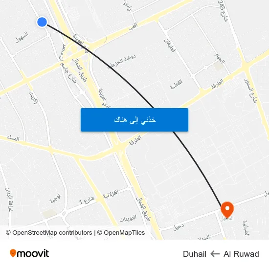 Al Ruwad to Duhail map