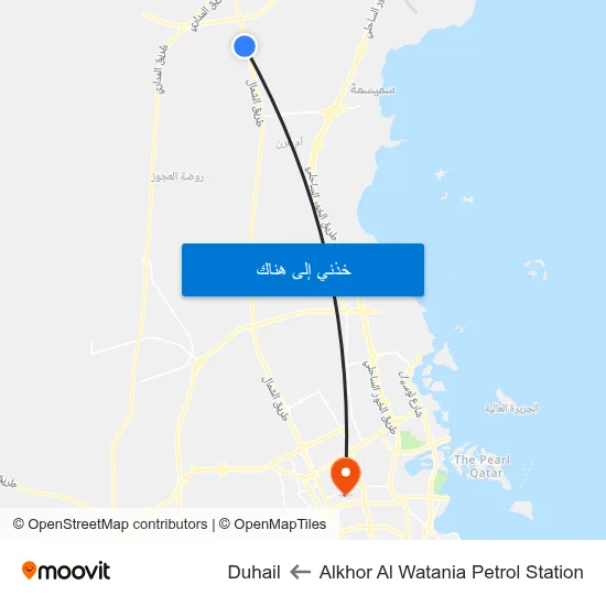 Alkhor Al Watania Petrol Station to Duhail map