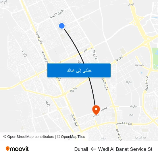 Wadi Al Banat Service St to Duhail map