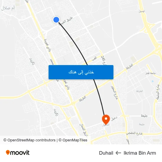 Ikrima Bin Arm to Duhail map