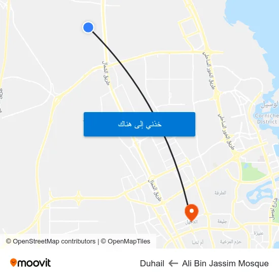 Ali Bin Jassim Mosque to Duhail map