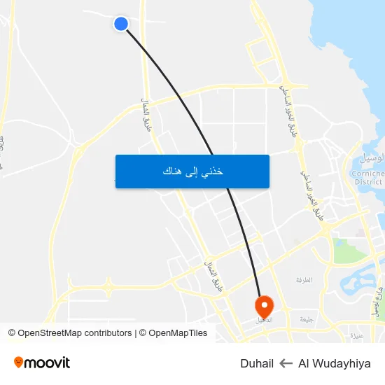 Al Wudayhiya to Duhail map