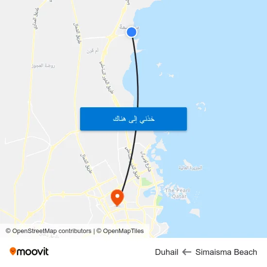 Simaisma Beach to Duhail map