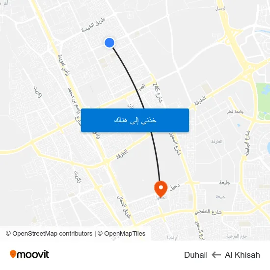 Al Khisah to Duhail map