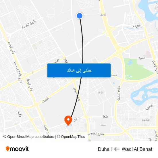 Wadi Al Banat to Duhail map
