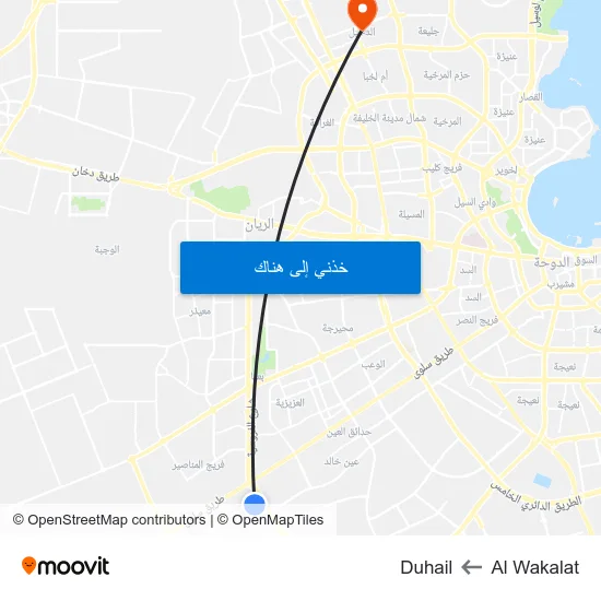 Al Wakalat to Duhail map