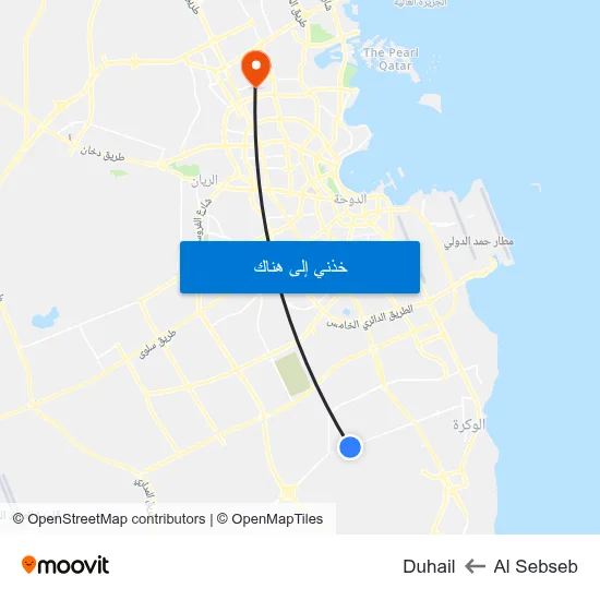 Al Sebseb to Duhail map
