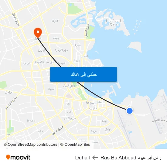 راس أبو عبود Ras Bu Abboud to Duhail map