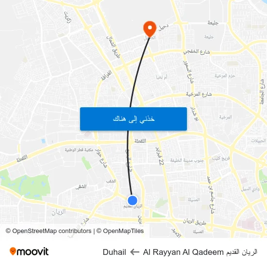 الريان القديم Al Rayyan Al Qadeem to Duhail map