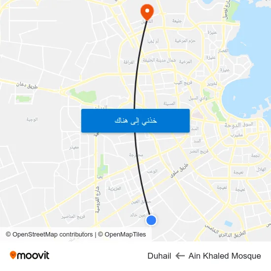 Ain Khaled Mosque to Duhail map