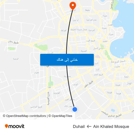 Ain Khaled Mosque to Duhail map