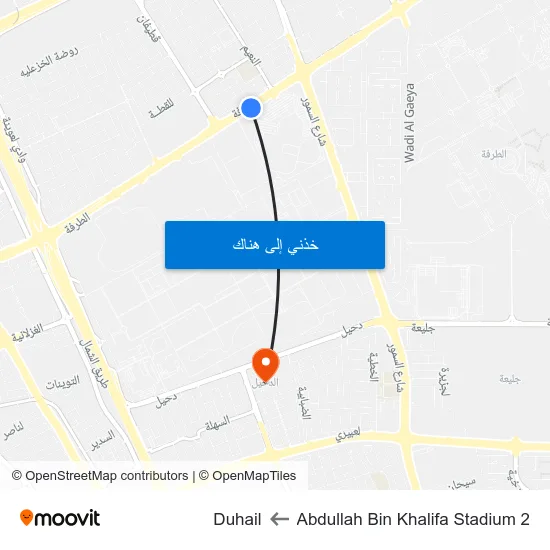 Abdullah Bin Khalifa Stadium 2 to Duhail map