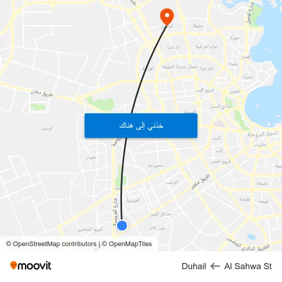 Al Sahwa St to Duhail map