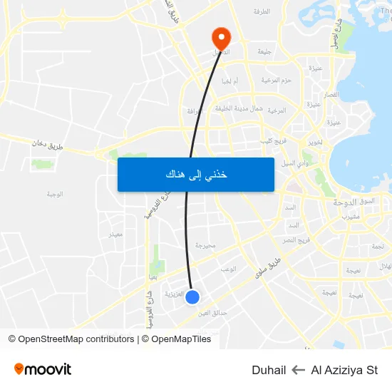 Al Aziziya St to Duhail map