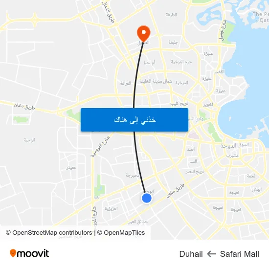 Safari Mall to Duhail map