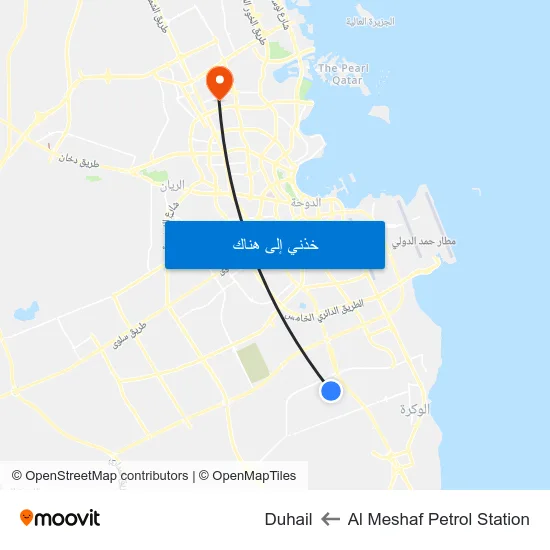 Al Meshaf Petrol Station to Duhail map