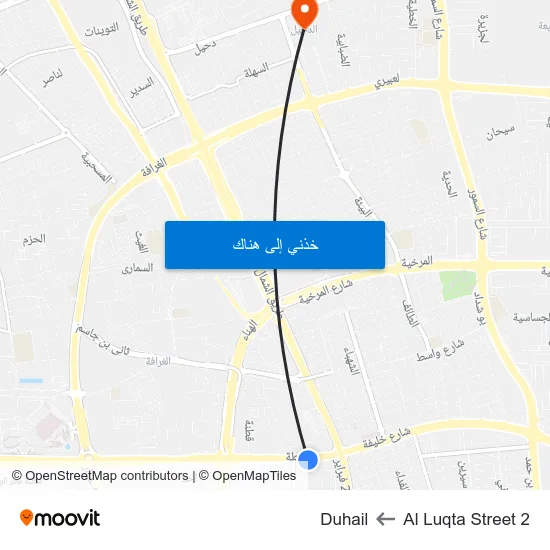 Al Luqta Street 2 to Duhail map