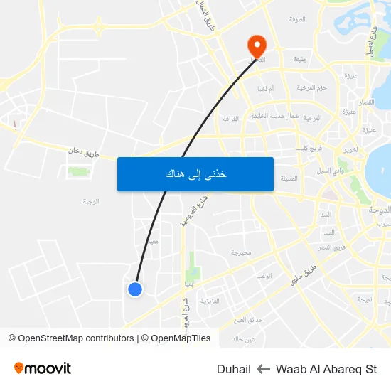 Waab Al Abareq St to Duhail map