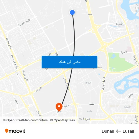Lusail to Duhail map