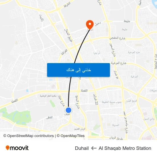 Al Shaqab Metro Station to Duhail map
