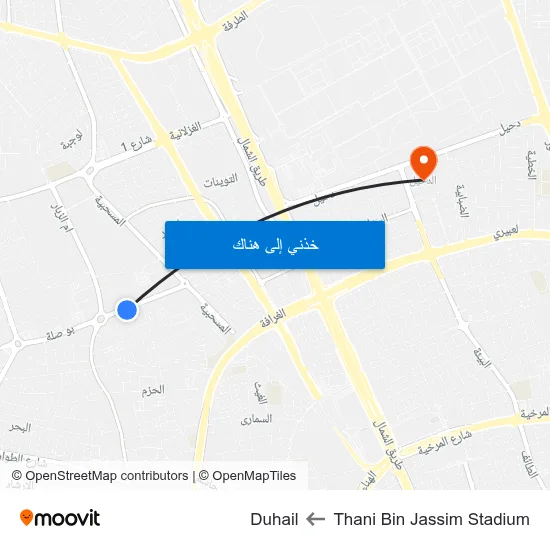 Thani Bin Jassim Stadium to Duhail map