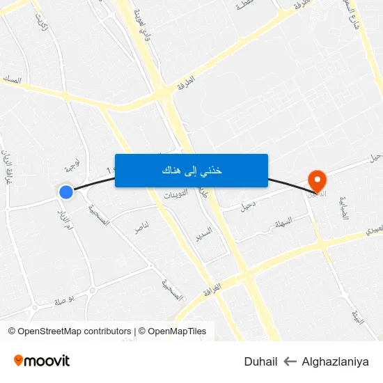 Alghazlaniya to Duhail map