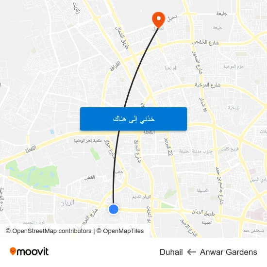 Anwar Gardens to Duhail map