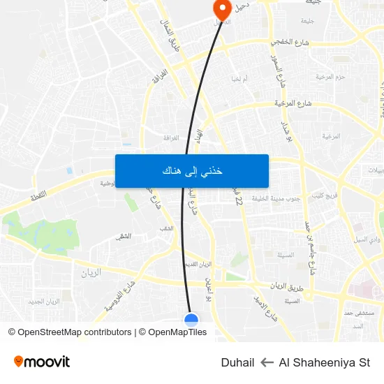 Al Shaheeniya St to Duhail map