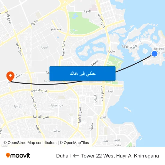 Tower 22 West Hayr Al Khirregana to Duhail map