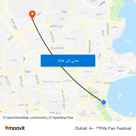 Fifa Fan Festival™ to Duhail map