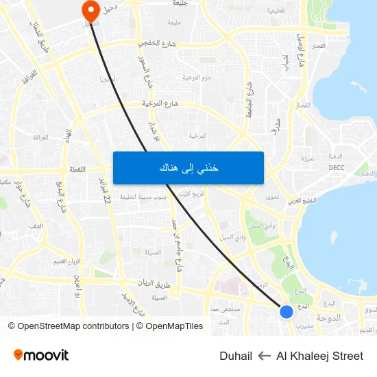 Al Khaleej Street to Duhail map