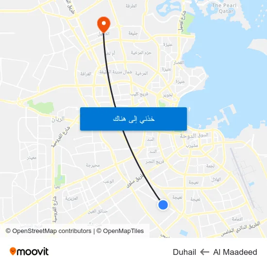 Al Maadeed to Duhail map