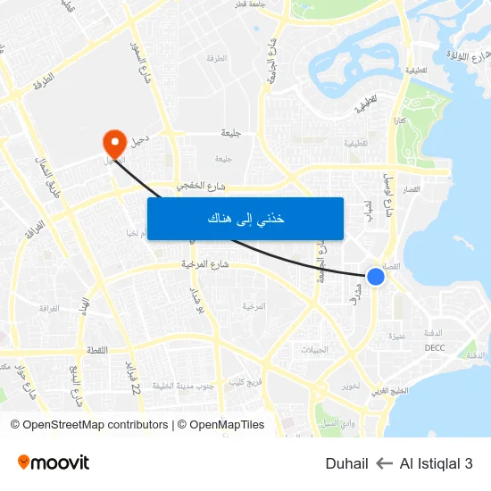 Al Istiqlal 3 to Duhail map