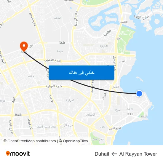Al Rayyan Tower to Duhail map