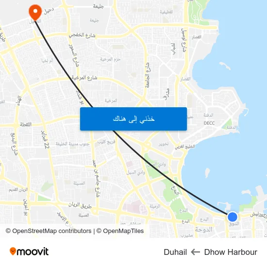 Dhow Harbour to Duhail map