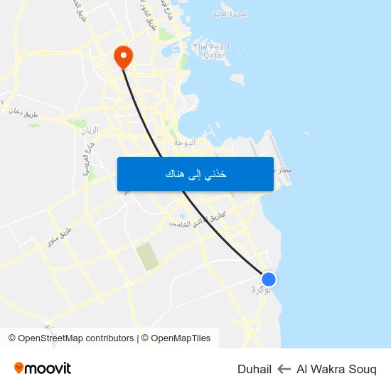 Al Wakra Souq to Duhail map