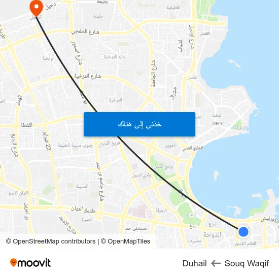 Souq Waqif to Duhail map