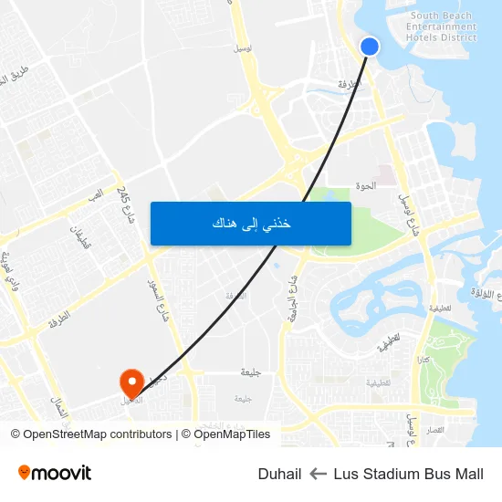 Lus Stadium Bus Mall to Duhail map