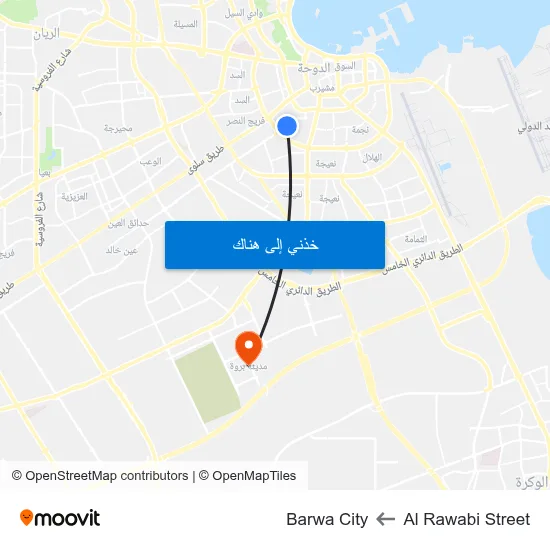 Al Rawabi Street to Barwa City map