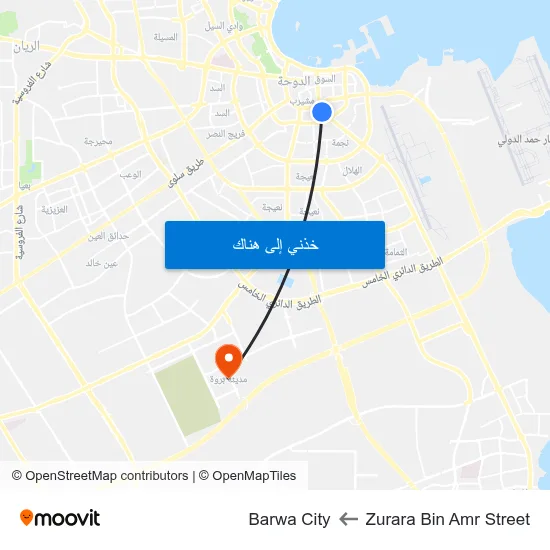 Zurara Bin Amr Street to Barwa City map