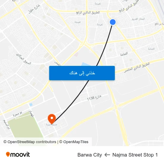Najma Street Stop 1 to Barwa City map