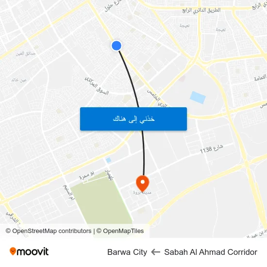 Sabah Al Ahmad Corridor to Barwa City map
