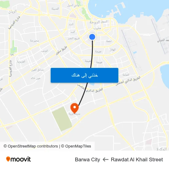 Rawdat Al Khail Street to Barwa City map