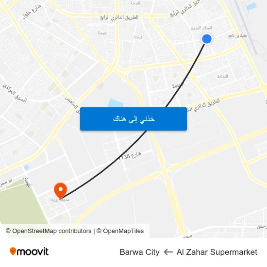 Al Zahar Supermarket to Barwa City map