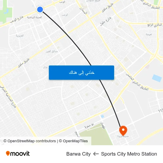 Sports City Metro Station to Barwa City map