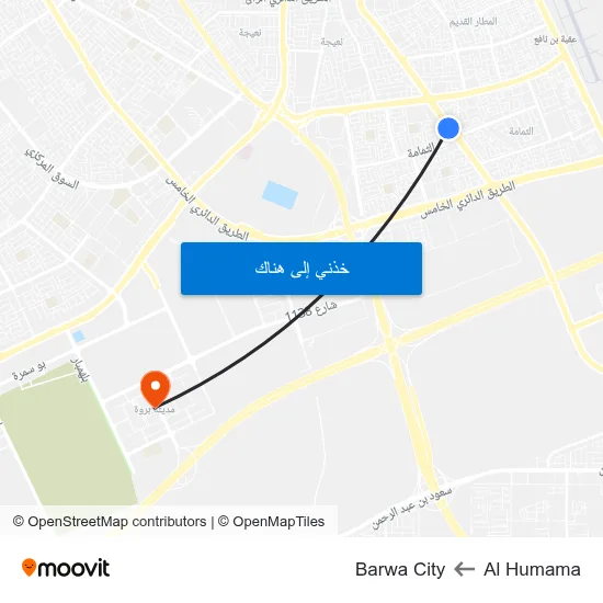 Al Humama to Barwa City map